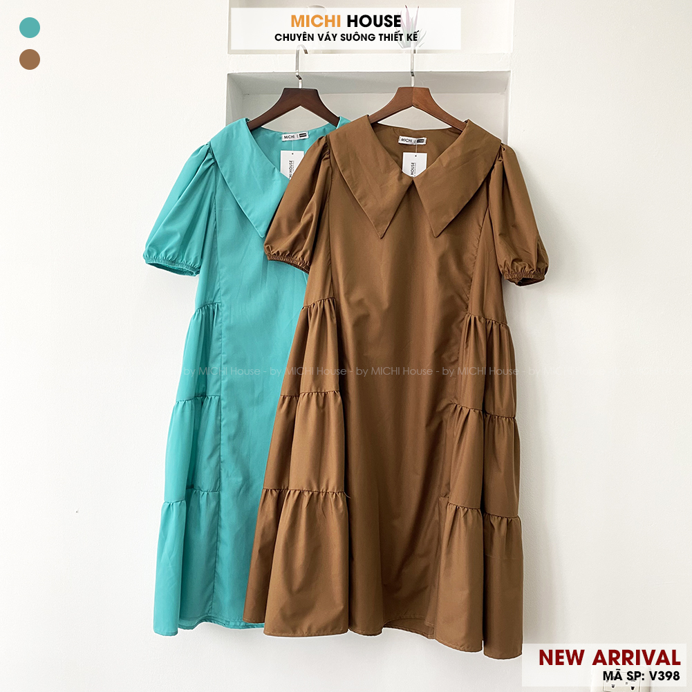 Đầm Suông MICHI House - V398 Váy Xuông Rộng Có Cổ Freesize Chất Thô Mát Có Thể Mặc Bầu