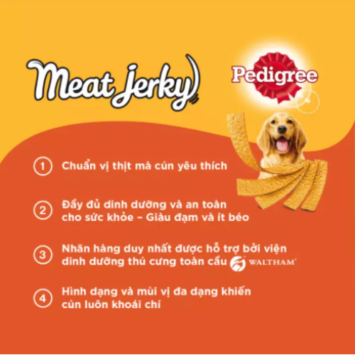 Bộ 3 thức ăn vặt cho chó Pedigree Meat Jerky vị bò xông khói 80g