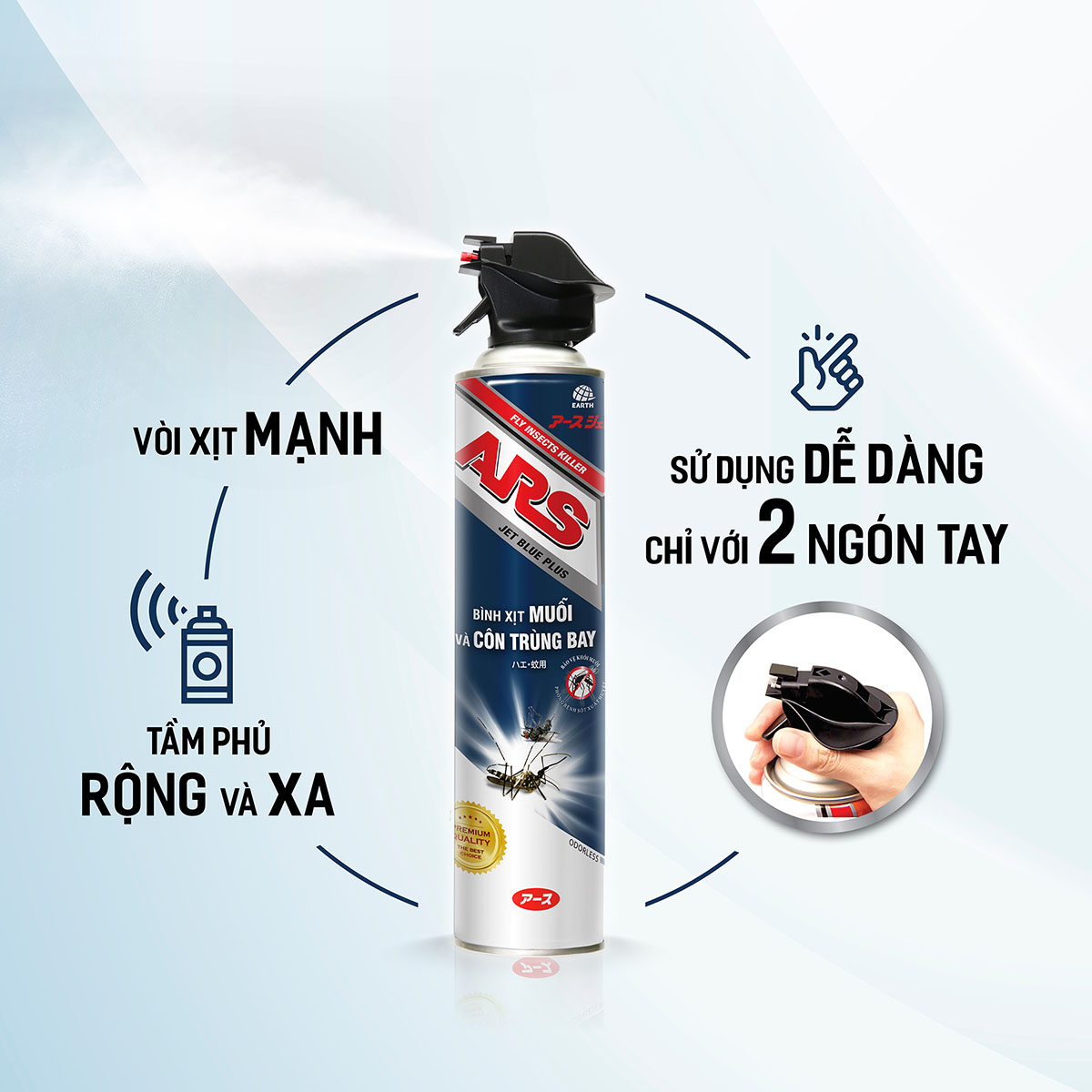 Combo 2 Bình xịt côn trùng ARS Jet Blue Plus Odorless Không mùi 600ml