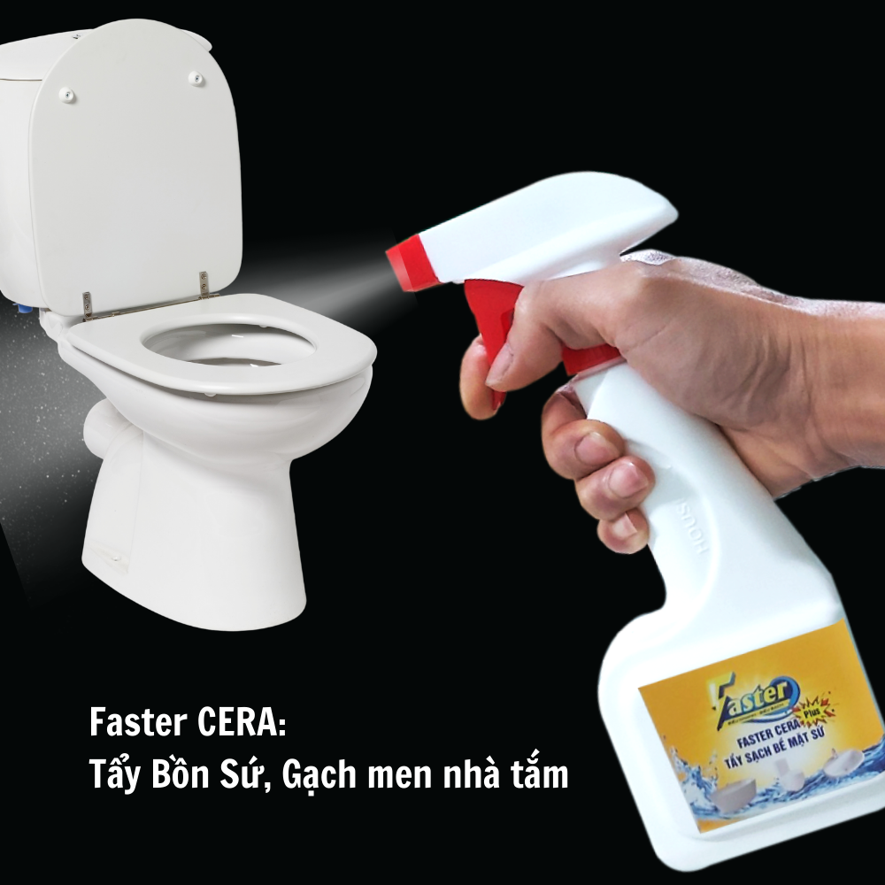 Nước Tẩy Trắng Bồn Sứ, Gạch Nhà Vệ Sinh Ố Vàng, Xỉn Màu Siêu Mạnh Faster Cera Plus 350ml