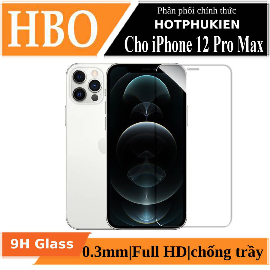 Hình ảnh Miếng dán kính cường lực iPhone 12 Pro Max (6.7 inch) hiệu HOTCASE HBO (độ cứng 9H, mỏng 0.3mm, hạn chế bám vân tay) - hàng nhập khẩu