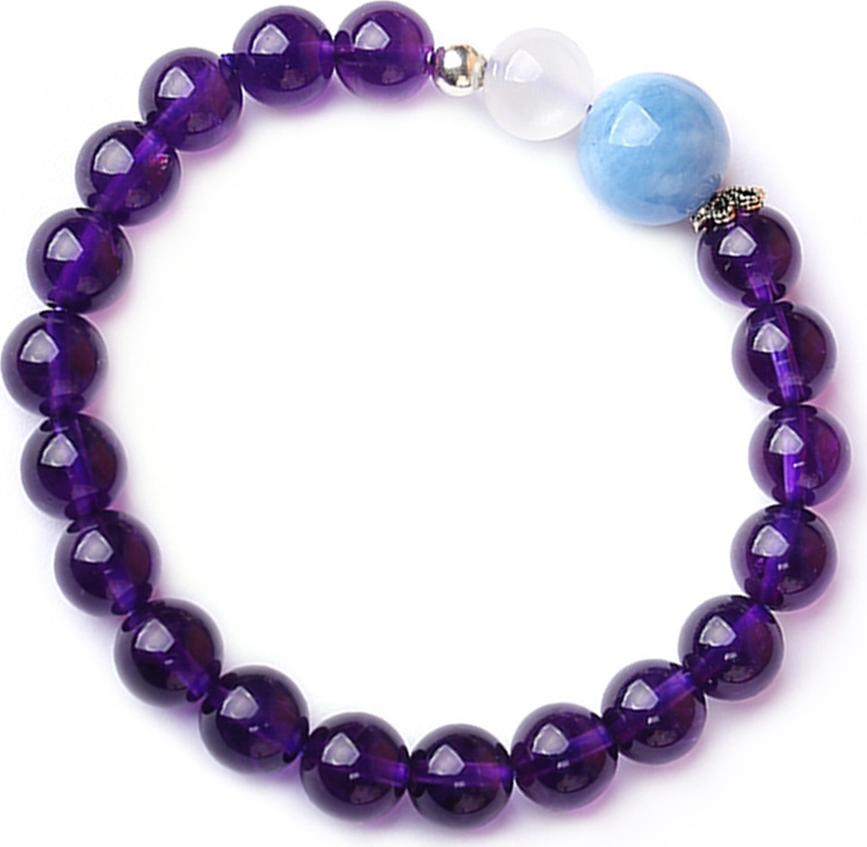 Lắc Tay Mạng Hỏa Thạch Anh Tím Mix Aquamarine