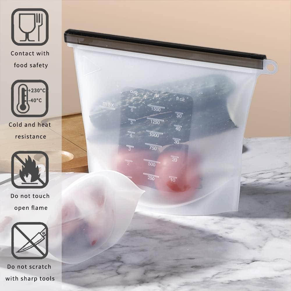 Túi Thực Phẩm Có Thể Tái Sử Dụng, 3 Gói Túi Thực Phẩm Silicon, Túi Bảo Quản Silicone, Túi Nấu Nướng Bằng Silicon Có Thể Tái Sử Dụng, Cho Gia Đình Rau Quả Bánh Mì Thịt