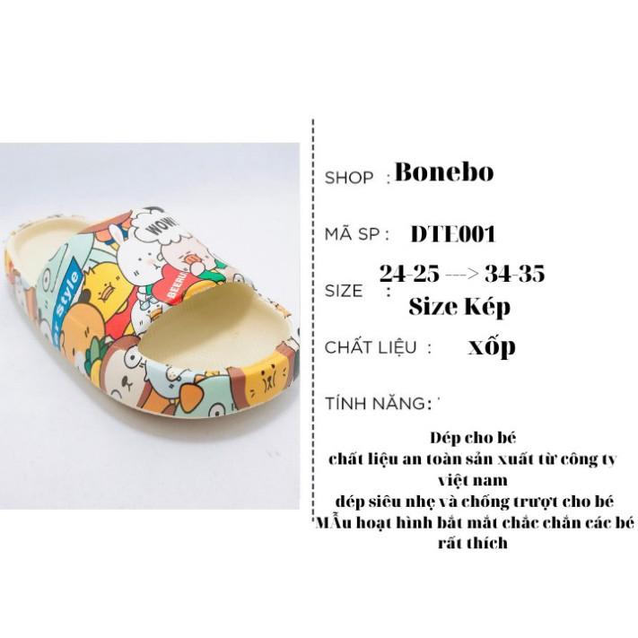 DÉP BÁNH MÌ HOẠ TIẾT HOAT HÌNH CUTE CHO BÉ VÀ NỮ - chất liệu tốt , mang êm chân , đế dày chống trơn trợt bền DT
