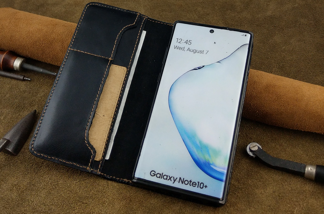 Bao Da cho Samsung Note 10 Plus Handmade Cổ Điển Da Bò Thật