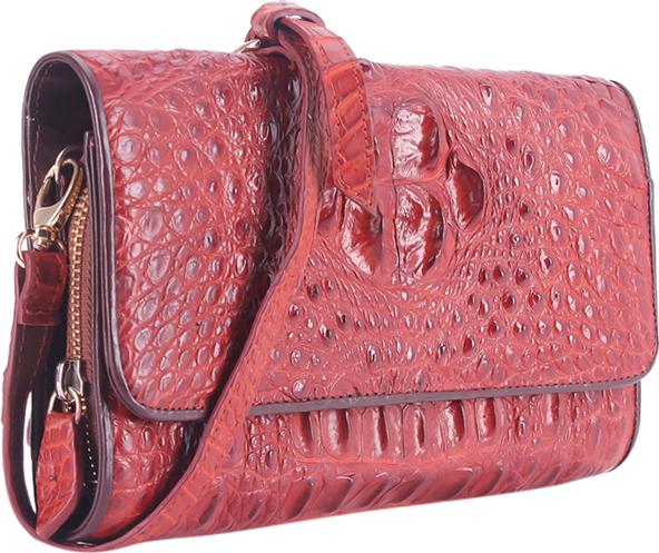 Túi Đeo Chéo Nữ Da Cá Sấu Huy Hoàng HT6229 (14.5 x 24.5 cm) - Nâu Đỏ