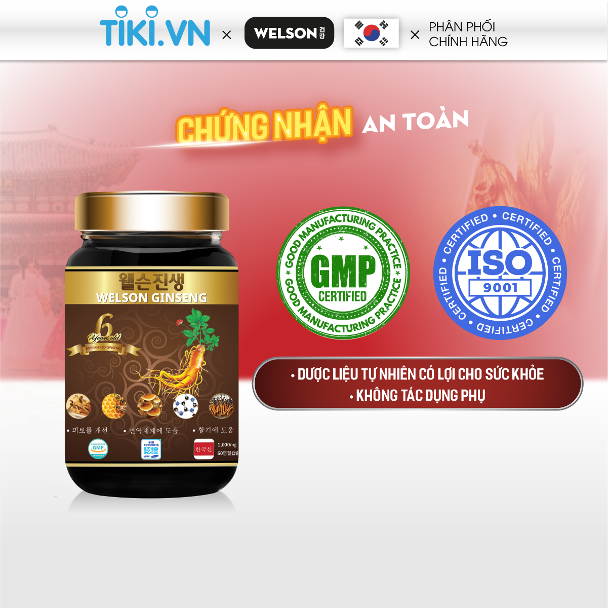 Viên Uống Bồi Bổ Sức Khỏe Từ Hồng Sâm Welson Ginseng hộp 60 viên
