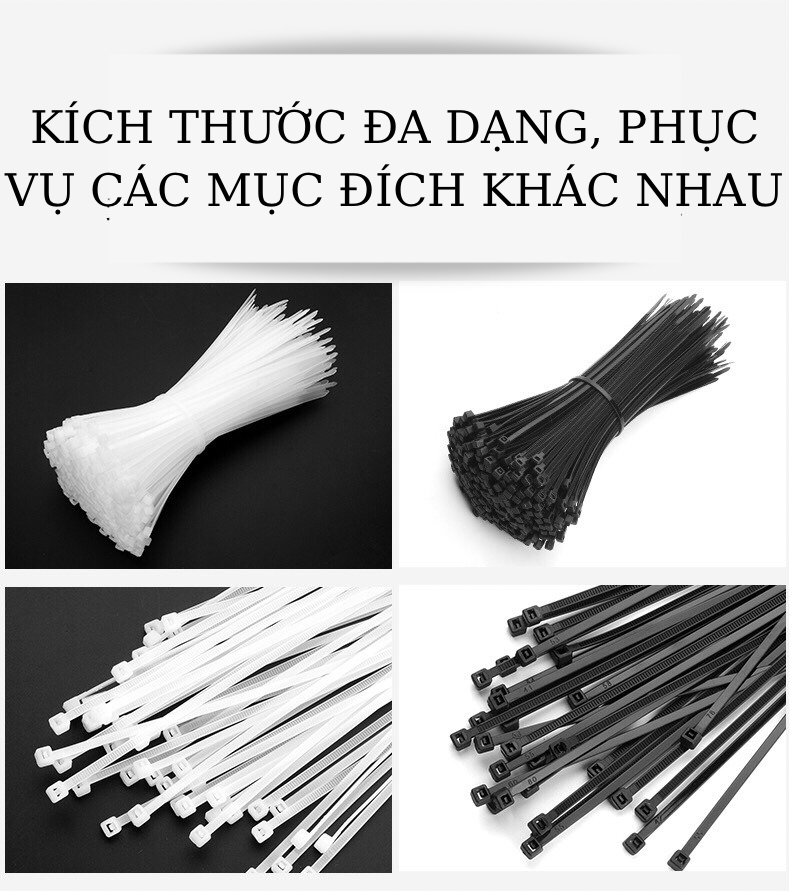 Combo 100c dây rút nhựa đen trắng, dây thít nhựa túi 100c đủ kích thước, rút nhựa, dây thít nhựa đen, dây rút nhựa 30cm, thít nhựa, dây gút nhựa, dây rút,  dây rút 30cm, lạt nhựa, dây lạt nhựa, dây rút trắng, dây lạt nhựa đen