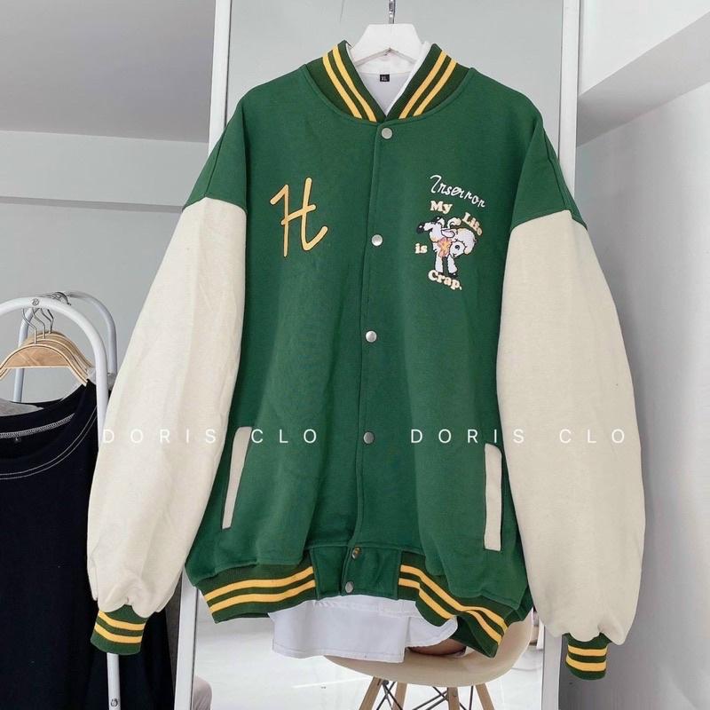 VARSITY BOMBER - ÁO KHOÁC NỈ BÓNG CHÀY - CHỮ H