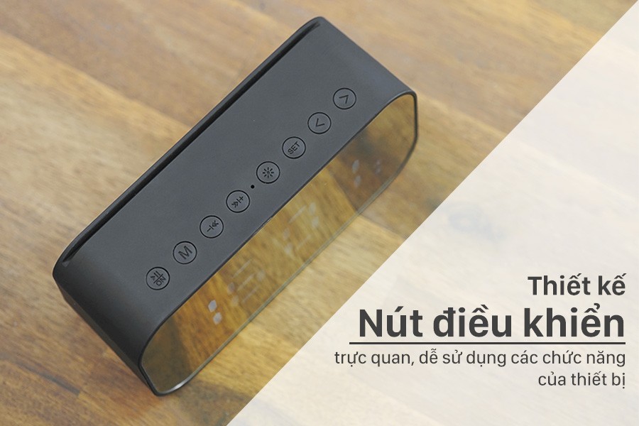 Loa Bluetooth Mặt Gương Kiêm Đồng Hồ Báo Thức HAVIT M3 PLUS (Nghe nhạc USB, thẻ TF, Kết nối Bluetooth 4.2, AUX 3.5 Nghe FM, Báo thức, nhiệt độ) - Hàng chính hãng