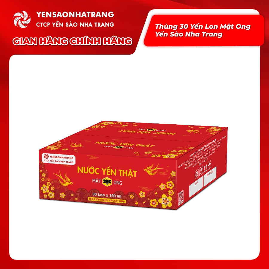 Khay 30 Lon Nước Yến Thật Mật Ong Yền Sào Nha Trang 190ml
