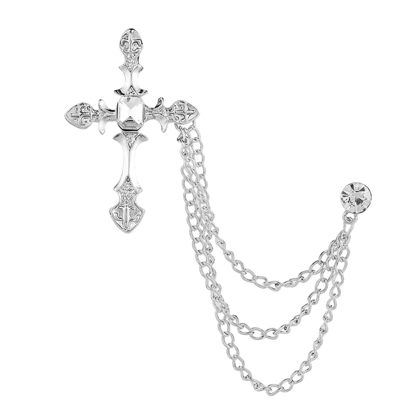 Brooch Lapel Pin Chain Tie Clips Collar Pin for Women Men Tuxedo Accessories