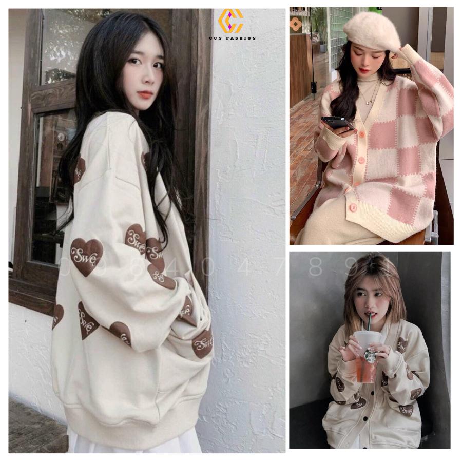 Áo Cardigan Form Rộng Nhiều Họa Tiết Xinh Xắn phong cách Hàn quốc