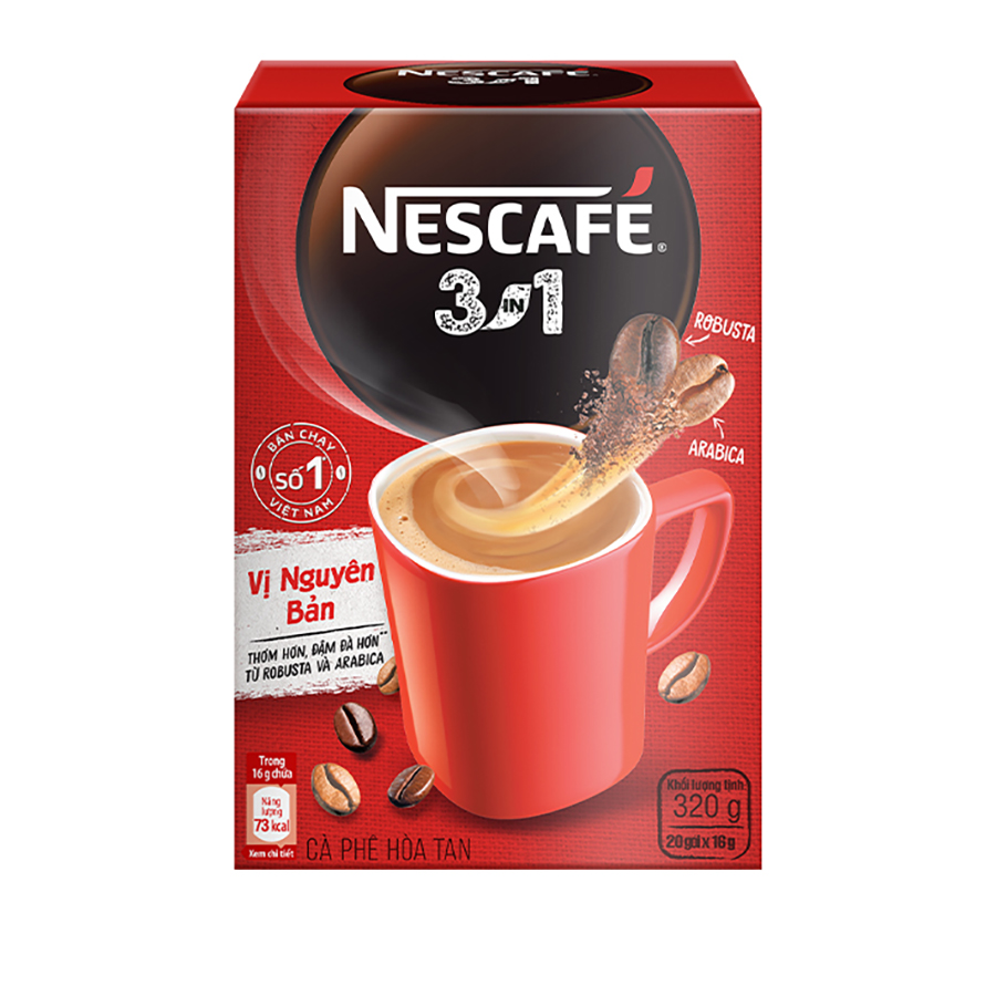 Cà phê hoà tan NESCAFÉ 3IN1 VỊ NGUYÊN BẢN - công thức cải tiến (hộp 20 gói x 16g )