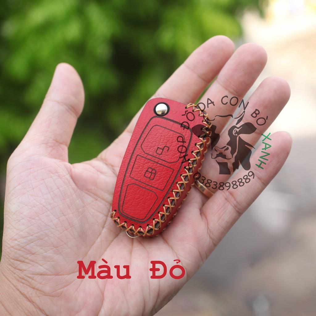 Bao da dành cho chìa khoá Ford Focus, Ecosport, Fiesta, Ranger chìa Gập handmade da thật 002
