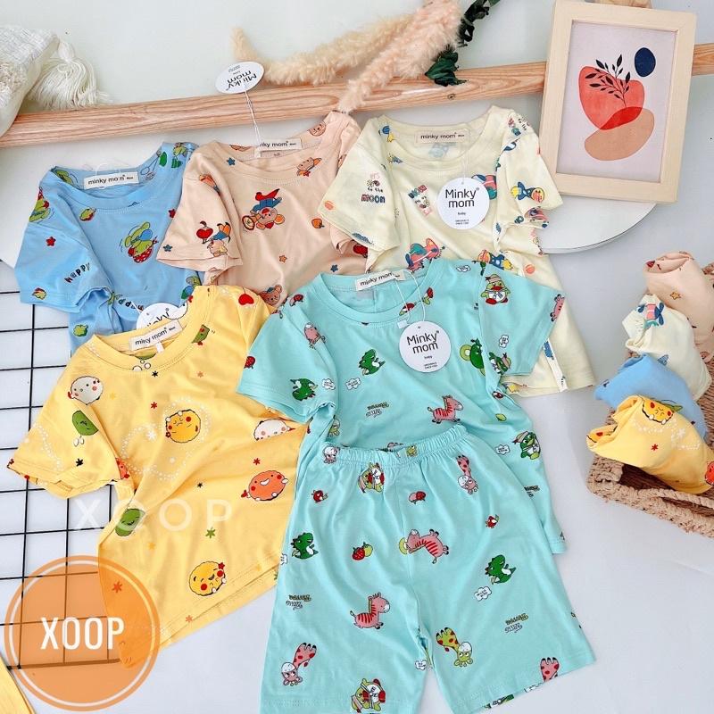 (Nhí 10-20kg) Bộ cộc tay thun lạnh Minky mom loại 1 in hoạ tiết máy bay hươu cho bé (SP002179 ) shop phúc yến