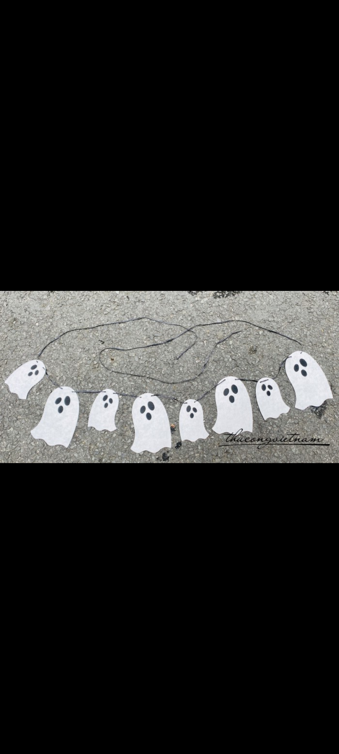 Dây cờ Halloween vải nỉ ma trắng lớn nhỏ