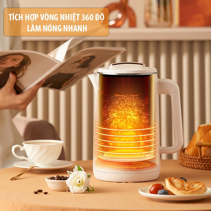 Ấm Đun Nước Siêu Tốc Giữ Nhiệt 48H GUESMI NTC Dung tích 1.5L , Công Suất 1500W , Khử Clo , Nút Cảm Ứng - Home and Garden