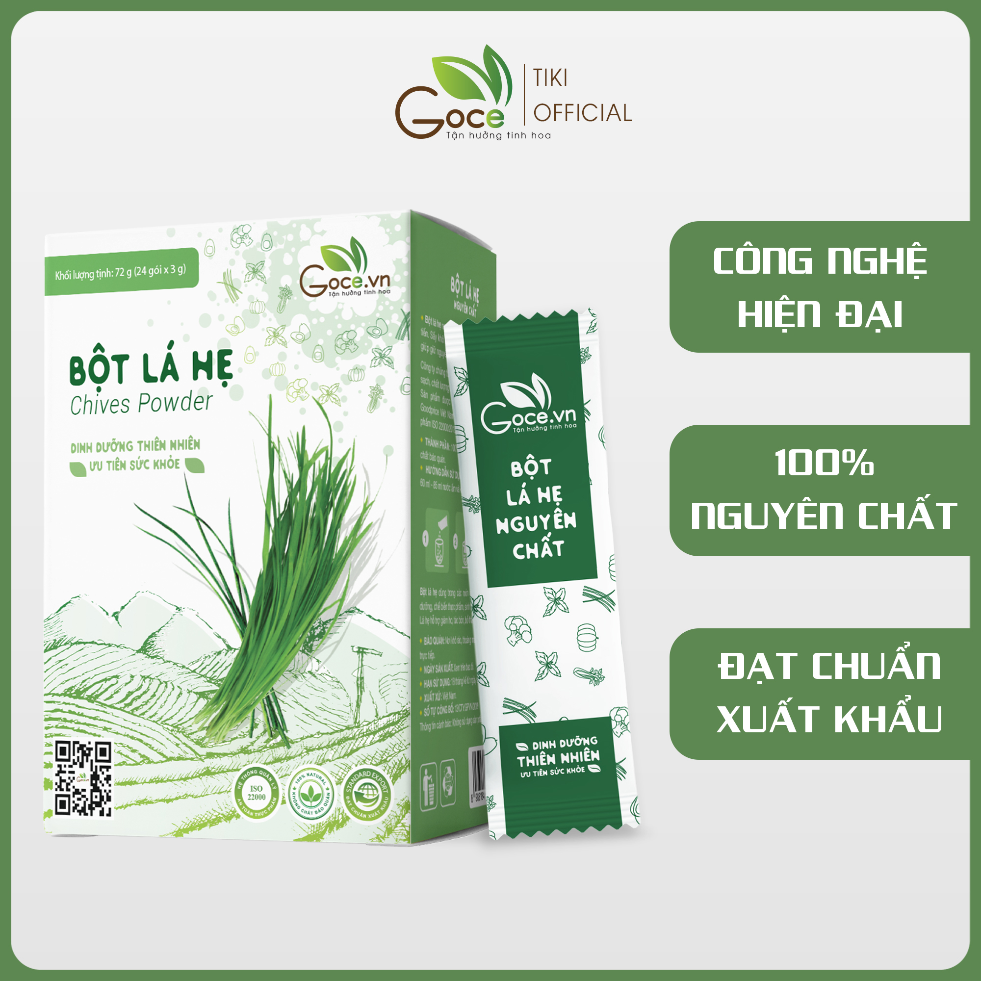 Bột lá hẹ nguyên chất Goce - 72g (24 gói x 3g)