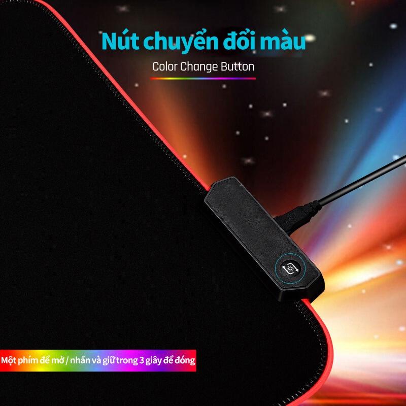 Bàn di chuột Led tấm lót chuột cỡ lớn RGB phát sáng nhiều màu, chống nước, có lớp cao su chống trượt siêu bền