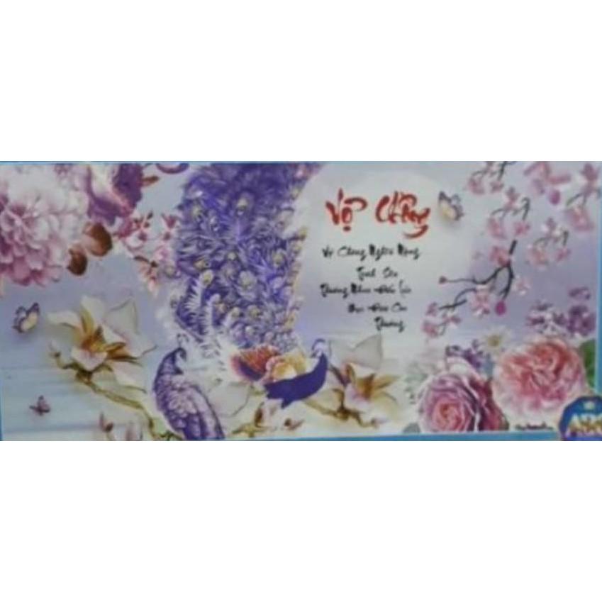 Tranh đá vợ chồng công tím DF604 - kích thước: 120 * 60cm.