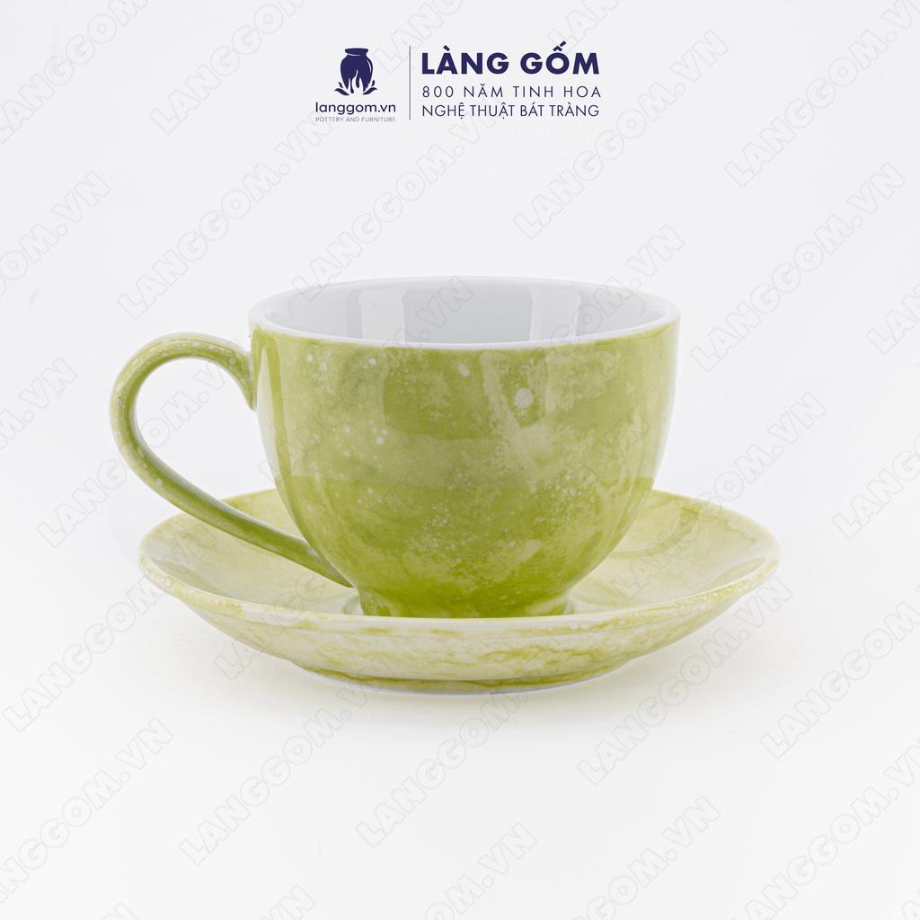 Cốc uống nước, Ly sứ vân đá dáng cốc Cappuccino dung tích 220ml- Gốm sứ Bát Tràng cao cấp - Làng Gốm Bát Tràng
