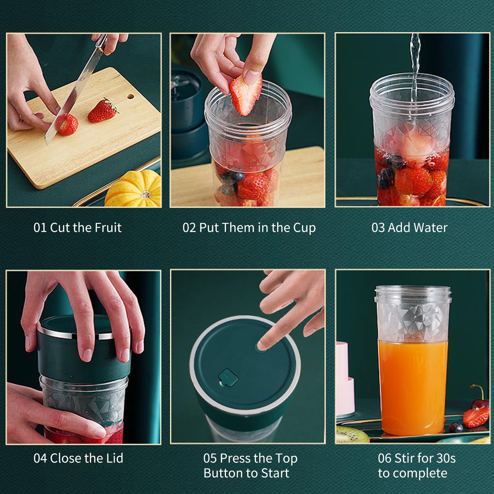 400ML Juicer Cup Smoothie and Shakes Blender Fruit Mixer Mini Portable Mixer Cup USB Rechargeable Fruit Blender Cup