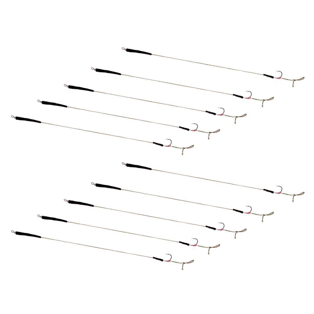 10Pcs Carp Fishing Hair Rigs Assorted Hand Tied Carp Fishing Barbless Hooks