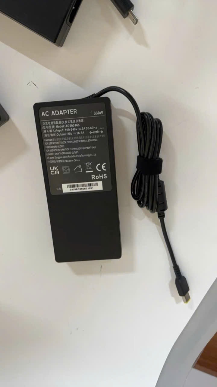 Sạc dành cho Laptop Gaming Lenovo 330W GaN AC Adapter For Legion 9 16IRX8 83AG L450 L460 L470 L560 L570 hàng nhập khẩu