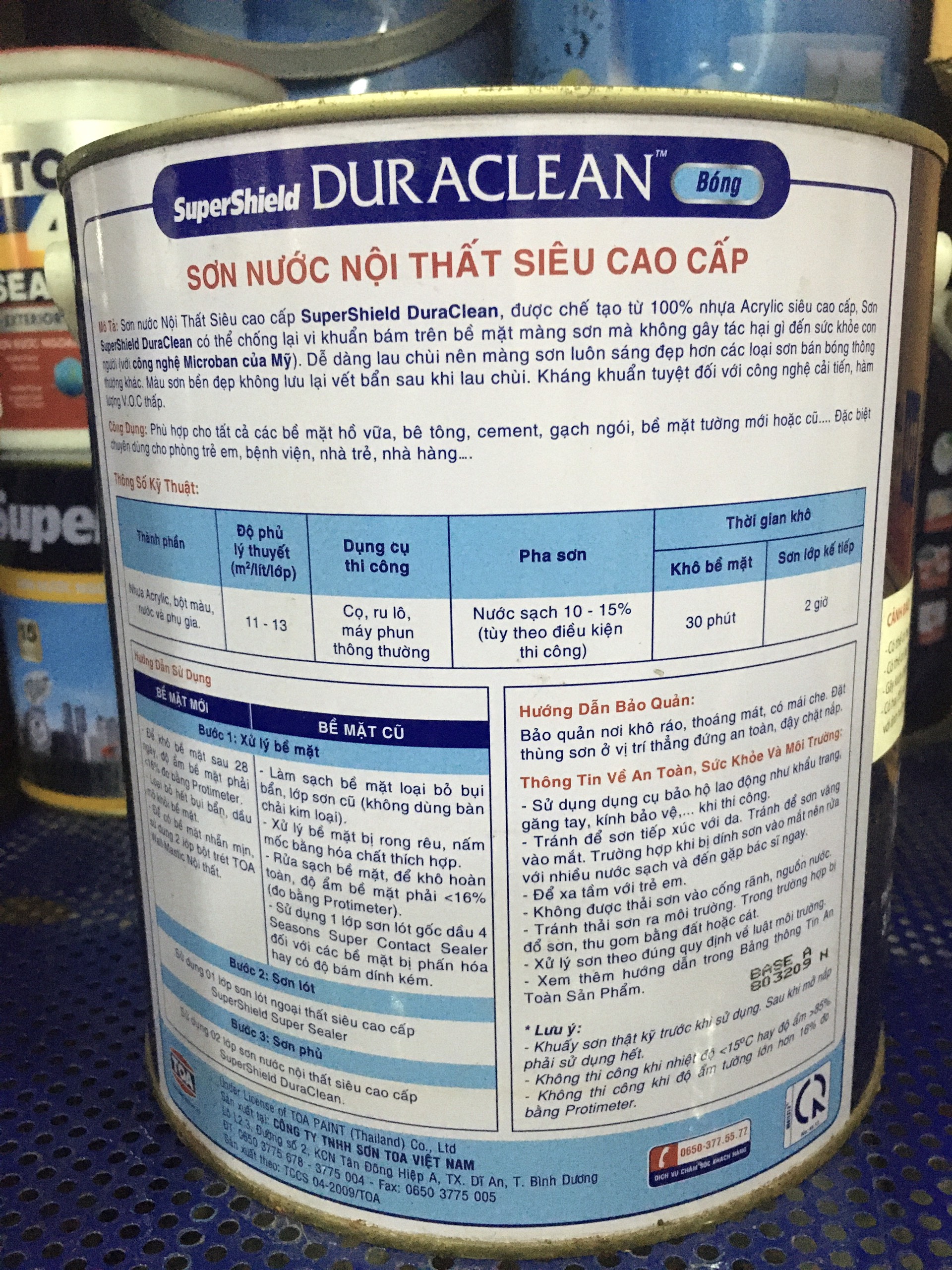 Sơn nước nội thất kháng khuẩn Toa Supershield Duraclean 3.785L