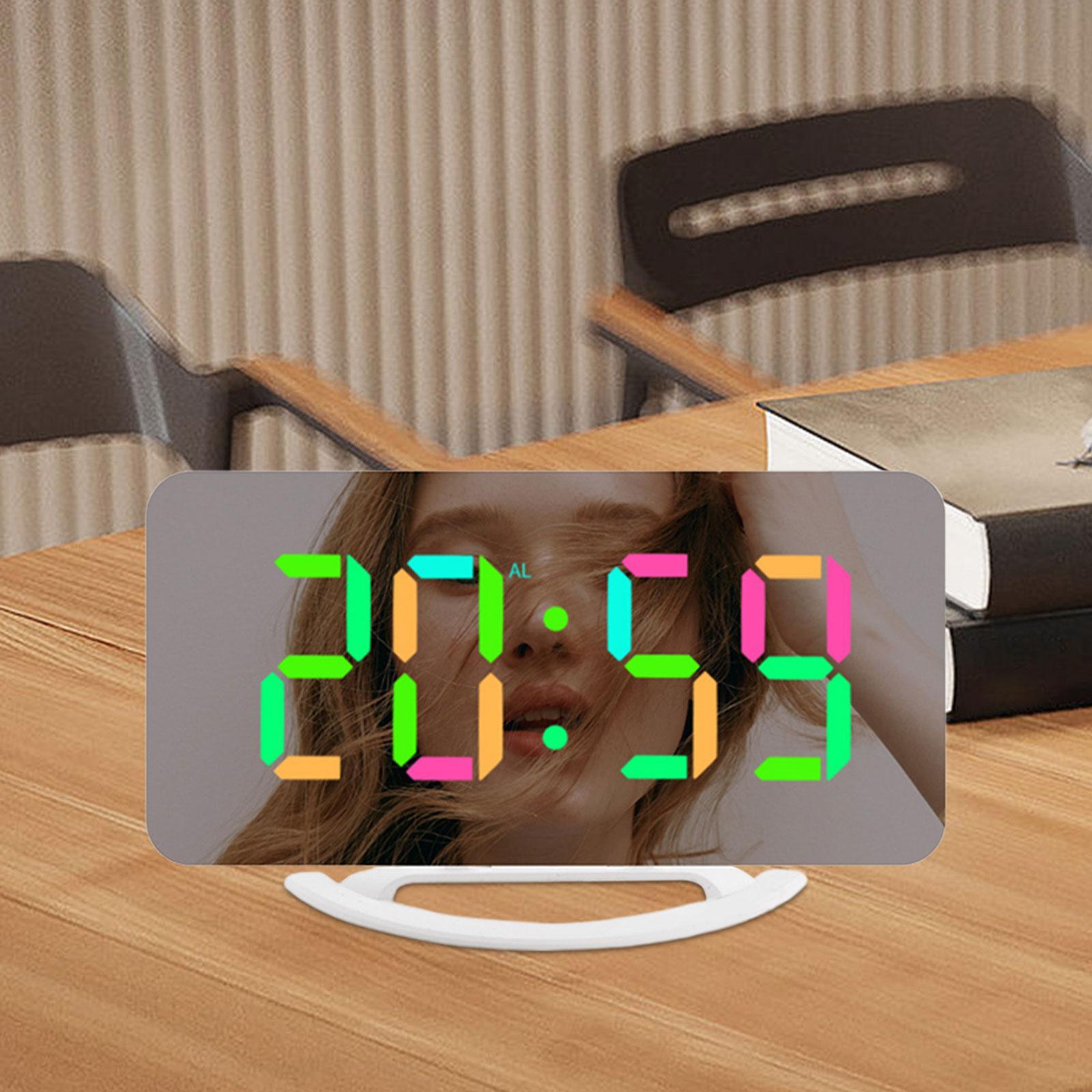 LED Alarm Clock Digital Clock Colorful Snooze Modern LED Clocks 12H 24H Display Electronic Desktop Clock for Hall Bedroom Wall Decor Teens