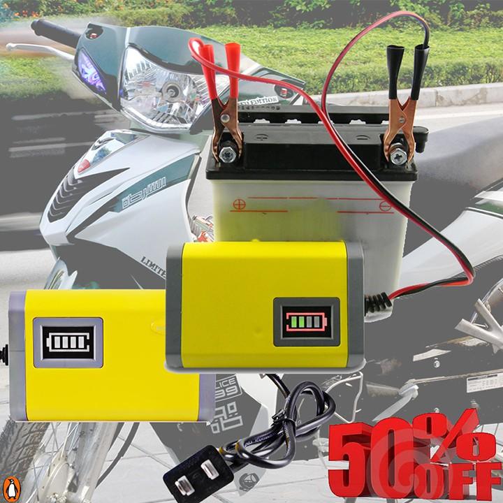 Sạc Bình Ắc Quy Tự Động Cho Xe Máy (12V 2A) Sạc Bình Nhanh Cho Xe Máy, Xe Ô Tô, xe đạp điện và các loại bình điện SGT679