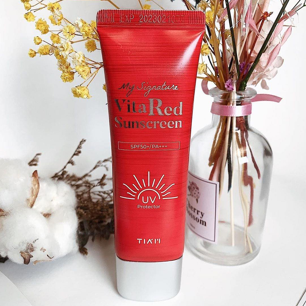 Kem Chống Nắng Dưỡng Trắng Nâng Tone Da TIAM Vita Red 50ML. Tặng Gel Móc Khóa 30ml