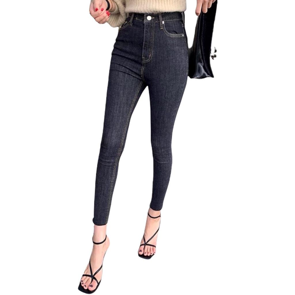 Quần jean đen 9 tấc Tua Lai, đen muối tiêu dành cho Bigsize, LƯNG CAO, CO DÃN MẠNH 4073