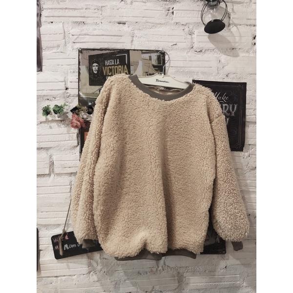 Áo sweater dáng rộng cổ tròn vải lông mịn đẹp
