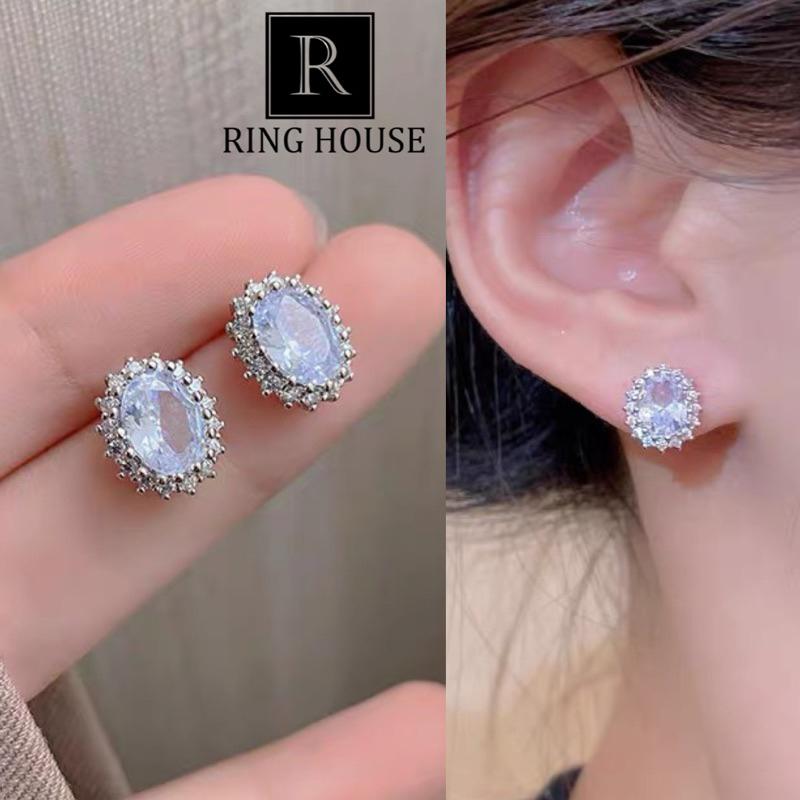 (Chuôi bạc 925) Khuyên tai bông tai nữ hạt ngọc sáng đẹp thanh lịch Ring House