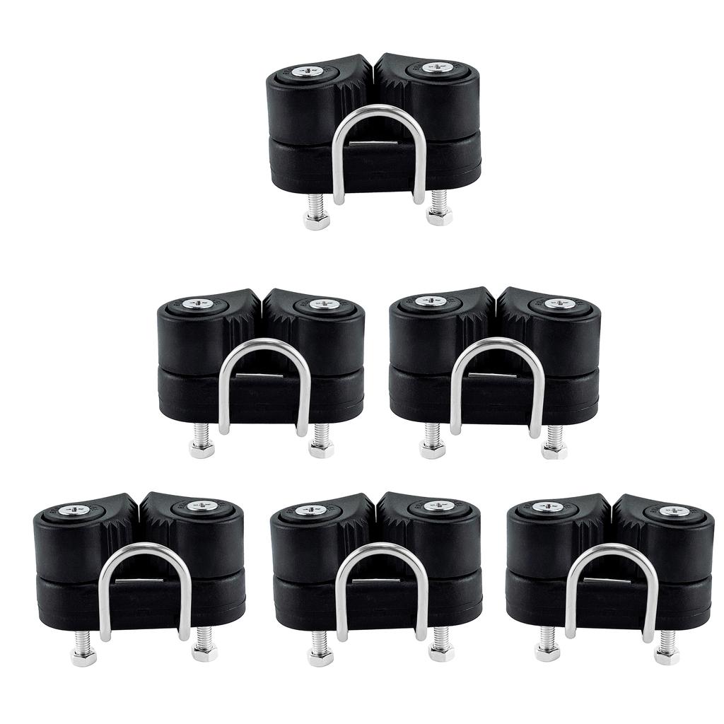 6Pcs Black Sailboat Cam Cleat Kayak Anchor Cam Cleat with Leading Ring