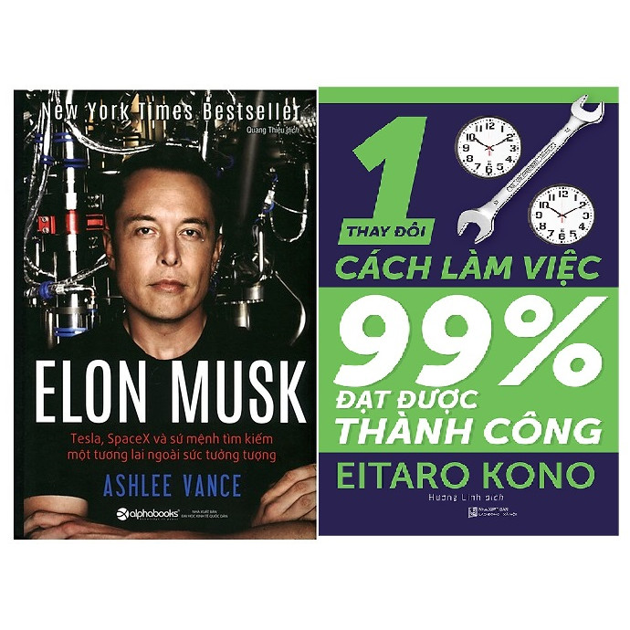 Combo 2 cuốn: Elon Musk: Tesla, SpaceX Và Sứ Mệnh Tìm Kiếm Một Tương Lai Ngoài Sức Tưởng Tượng + Thay Đổi 1% Cách Làm Việc - Đạt Được 99% Thành Công