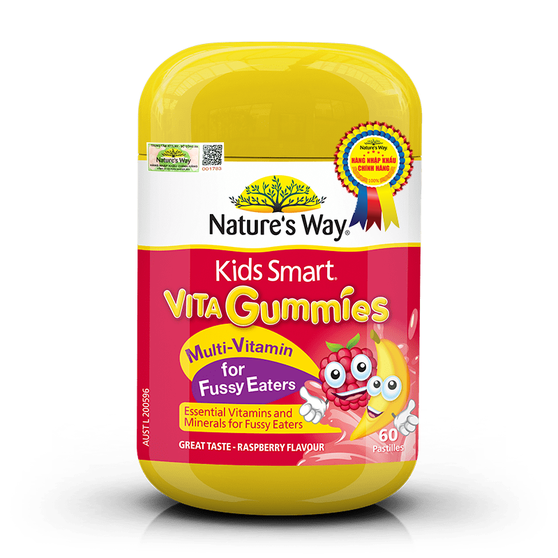 Kẹo Dẻo Cho Bé Nature's Way Kids Smart Vita Gummies Multi Vitamin for Fussy Eaters Kích Thích Ăn Ngon - Hộp 60 Viên