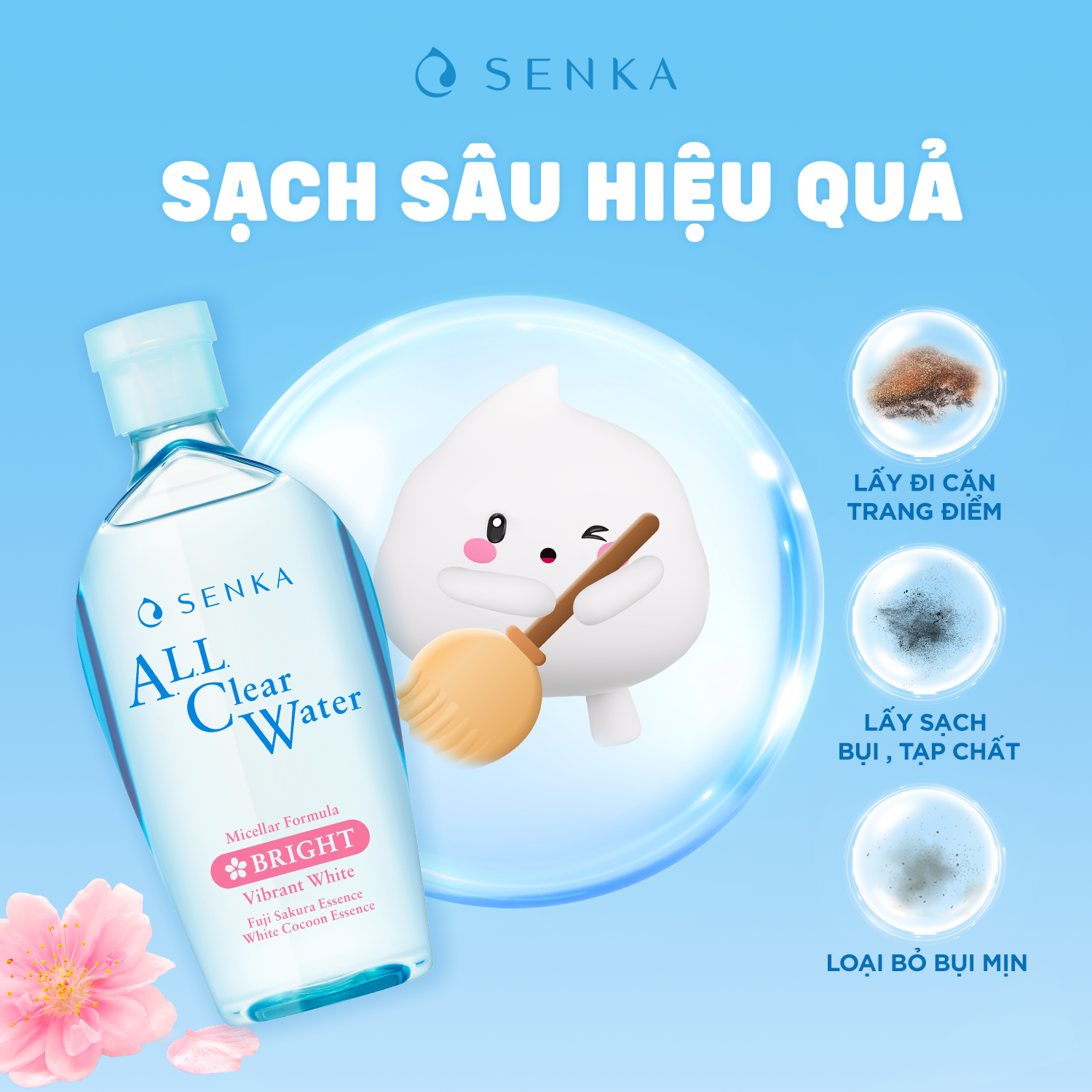 Nước tẩy trang SENKA A.L.L. CLEAR WATER Micellar Formula White 230ml