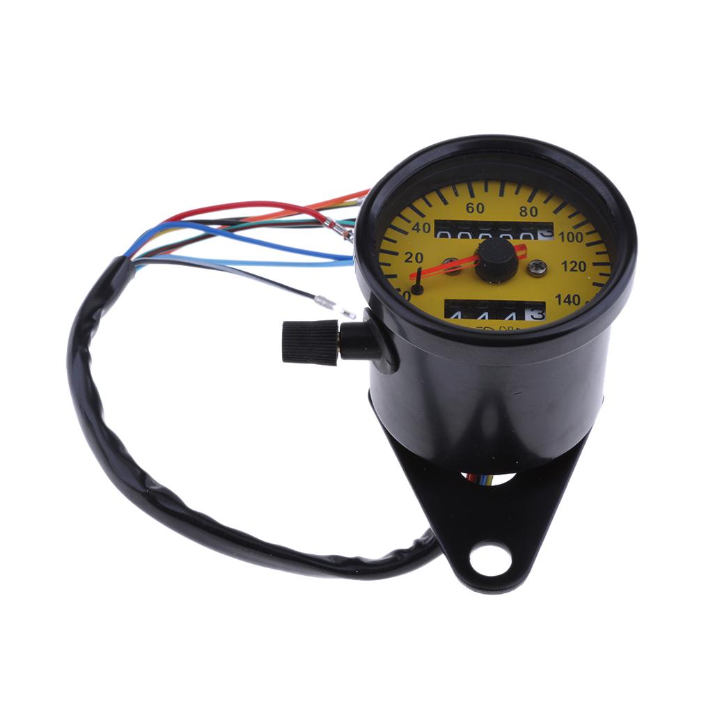 60mm Yellow Face Motorcycle LED Speedometer Odometer Gauge With Indicator