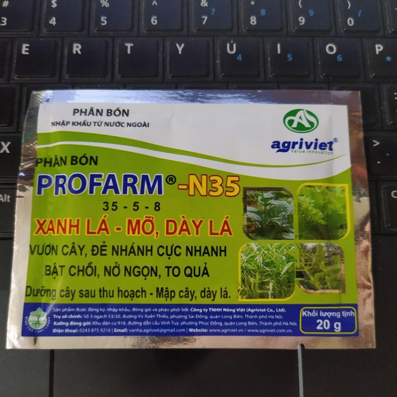 Phân bón Profarm - N35 35-5-8 XANH LÁ-MỠ DÀY LÁ gói 20g