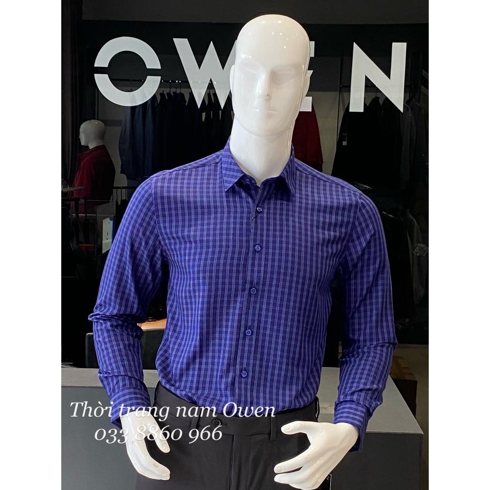 OWEN - Áo sơ mi dài tay Owen Regular fit vải sợi tre kẻ ô xanh 22747