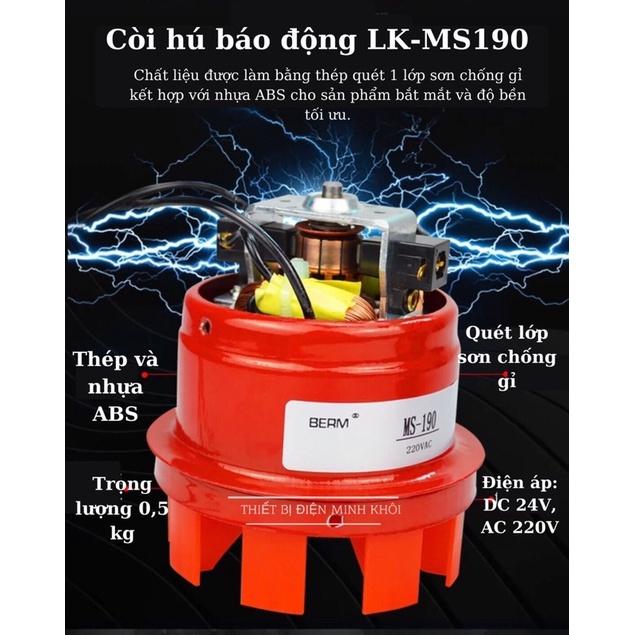 Còi hú báo động, còi hú xé gió MS 190 điện áp 12v,24v,220v,còi hú chống trộm, báo cháy