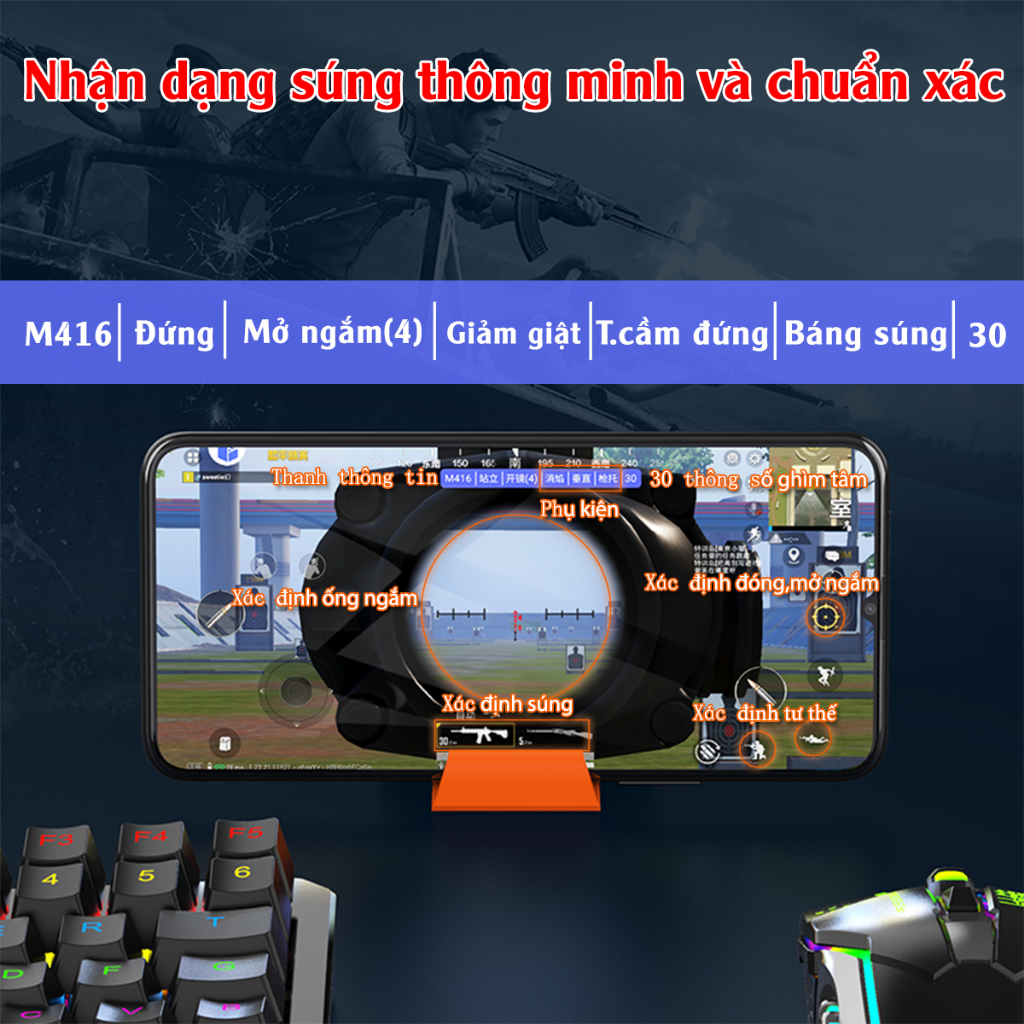 Bộ chuyển đổi bàn phím chuột chơi game Vinetteam Lie Ying Pro hỗ trợ nhận nhận dạng ghìm tâm thông minh chơi game PUBG, FF, Call Of Duty, CF Mobile dành cho Android, IOS - hàng chính hãng