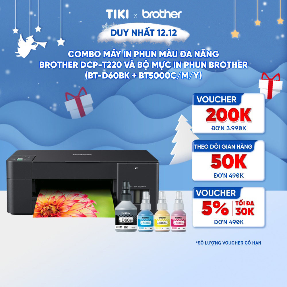 Combo Máy in phun màu đa năng Brother DCP-T220 và Bộ mực in phun Brother