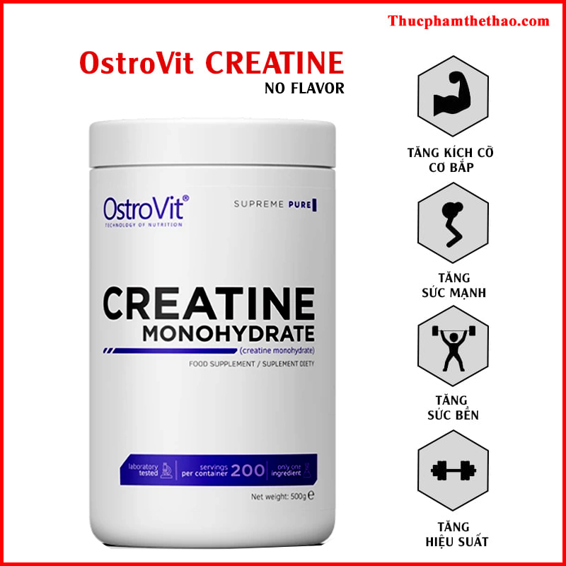 Ostrovit Creatine 500g - Tăng sức mạnh cơ bắp - Tăng hiệu suất tập luyện - nhiều mùi vị - Không vị