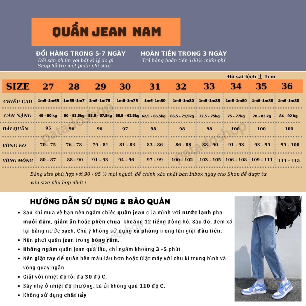 Quần baggy nam ống suông rộng quần bò nam chất jean cao cấp PATADO TR01