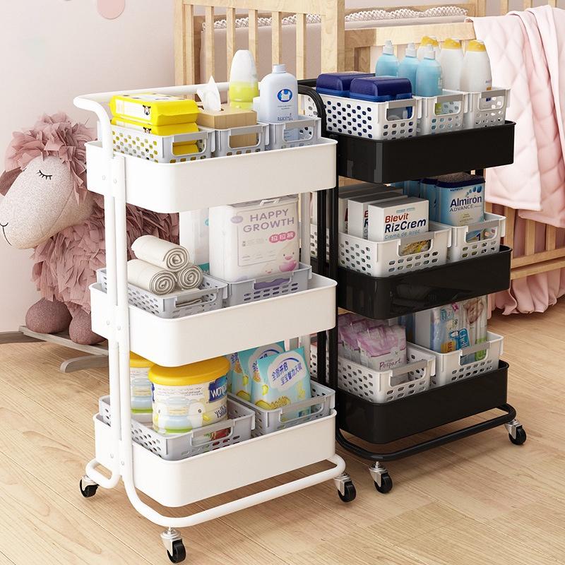 Kệ xe đẩy 3 Tầng bằng sắt GẤP GỌN, kệ đa năng