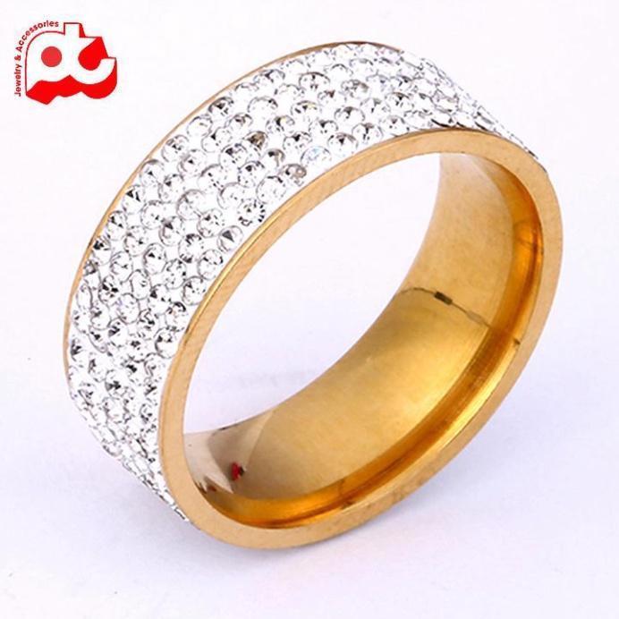 Nhẫn Nam Nữ Cao Cấp Titan Đính Đá Lấp Lánh Thời Trang Thép Không Gỉ  trangsucpt - Nhẫn Dring PTNNA29 - VÀNG